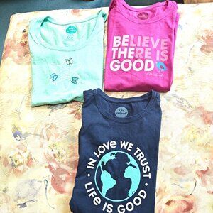 Bundle of 3 Life is Good Women's Tee Shirts, Size Small, New